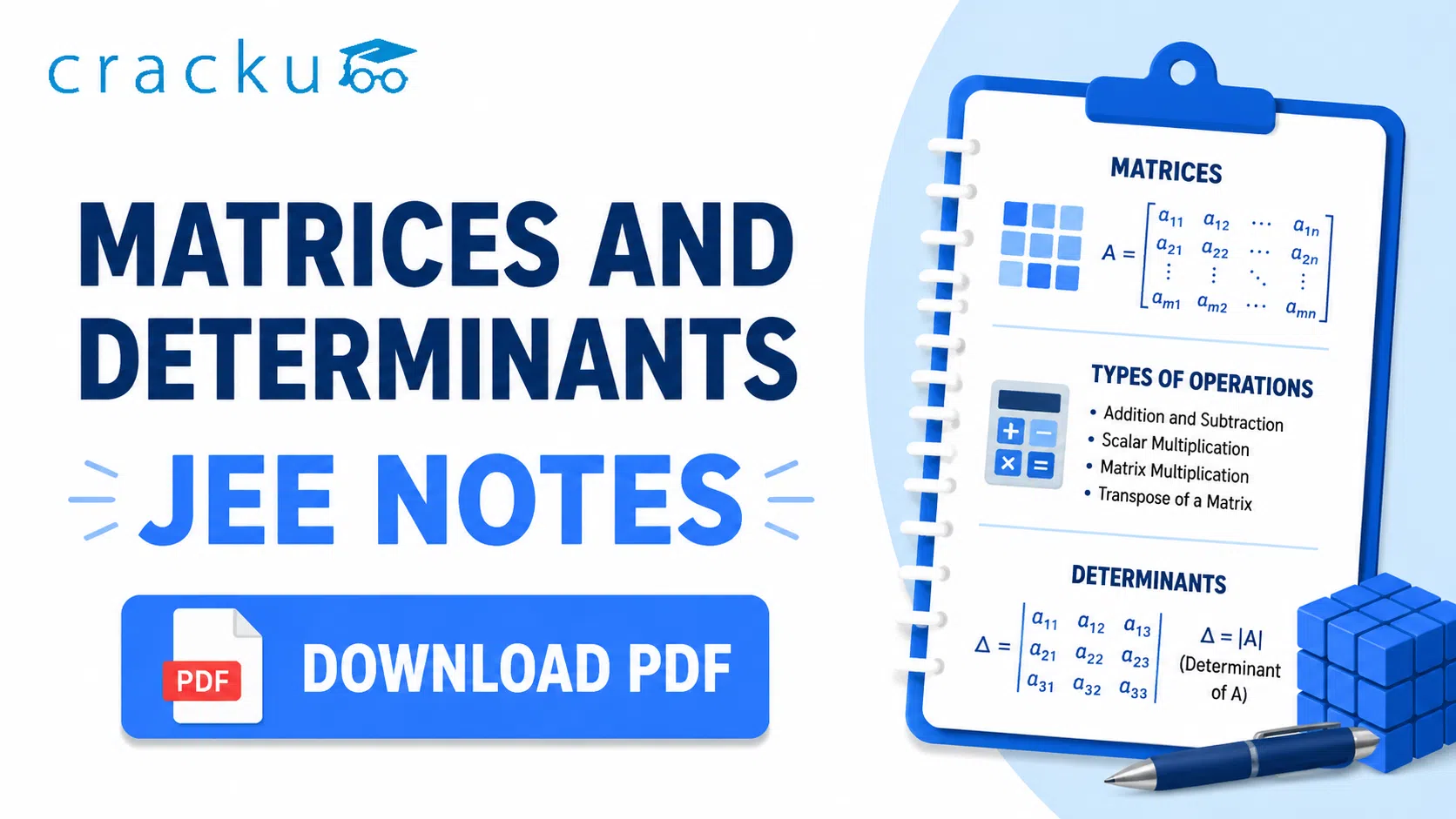 Matrices and Determinants JEE Notes PDF: Download Now