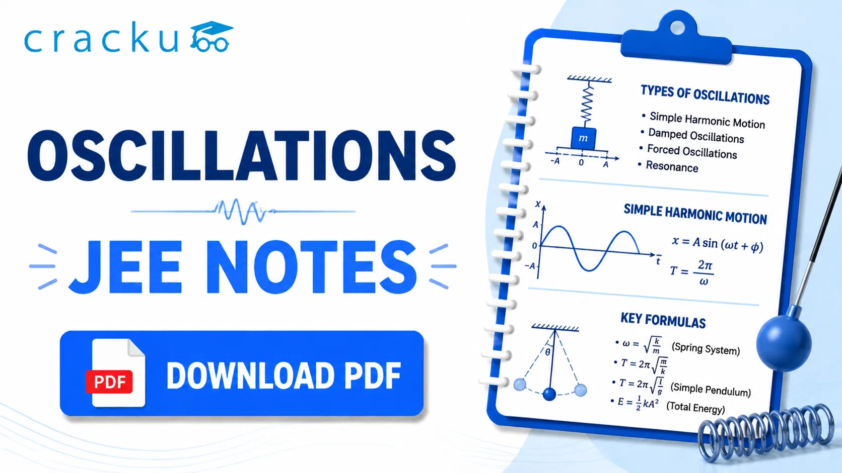 Oscillations JEE Notes PDF, Formulas, Practice Questions image