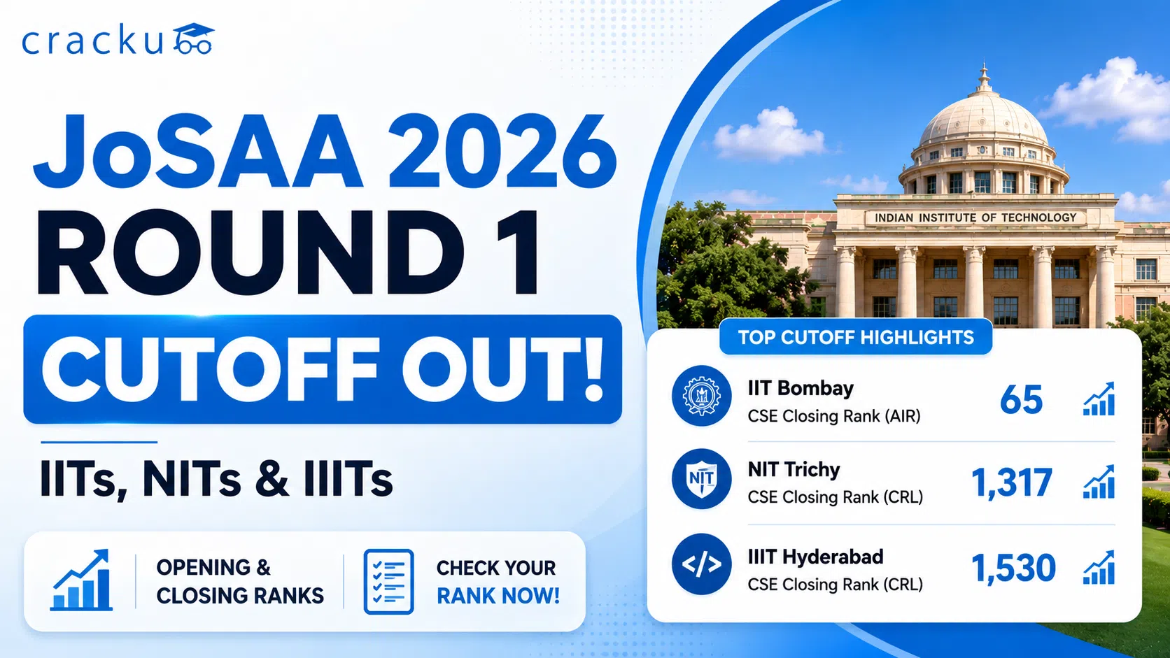 JoSAA 2026 Round 1 Cutoff OUT , Check Now @josaa.nic.in