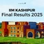 IIM Kashipur Results 2025 OUT, Merit List, Waitlist Movement