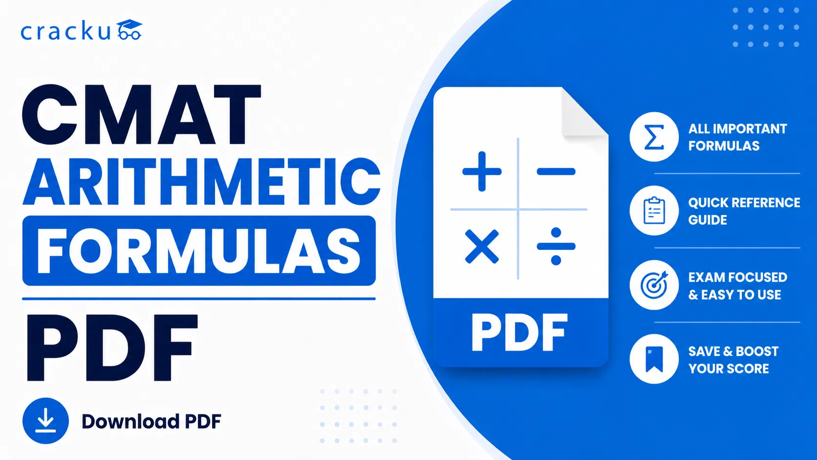 CMAT Arithmetic Formulas PDF, Download Free