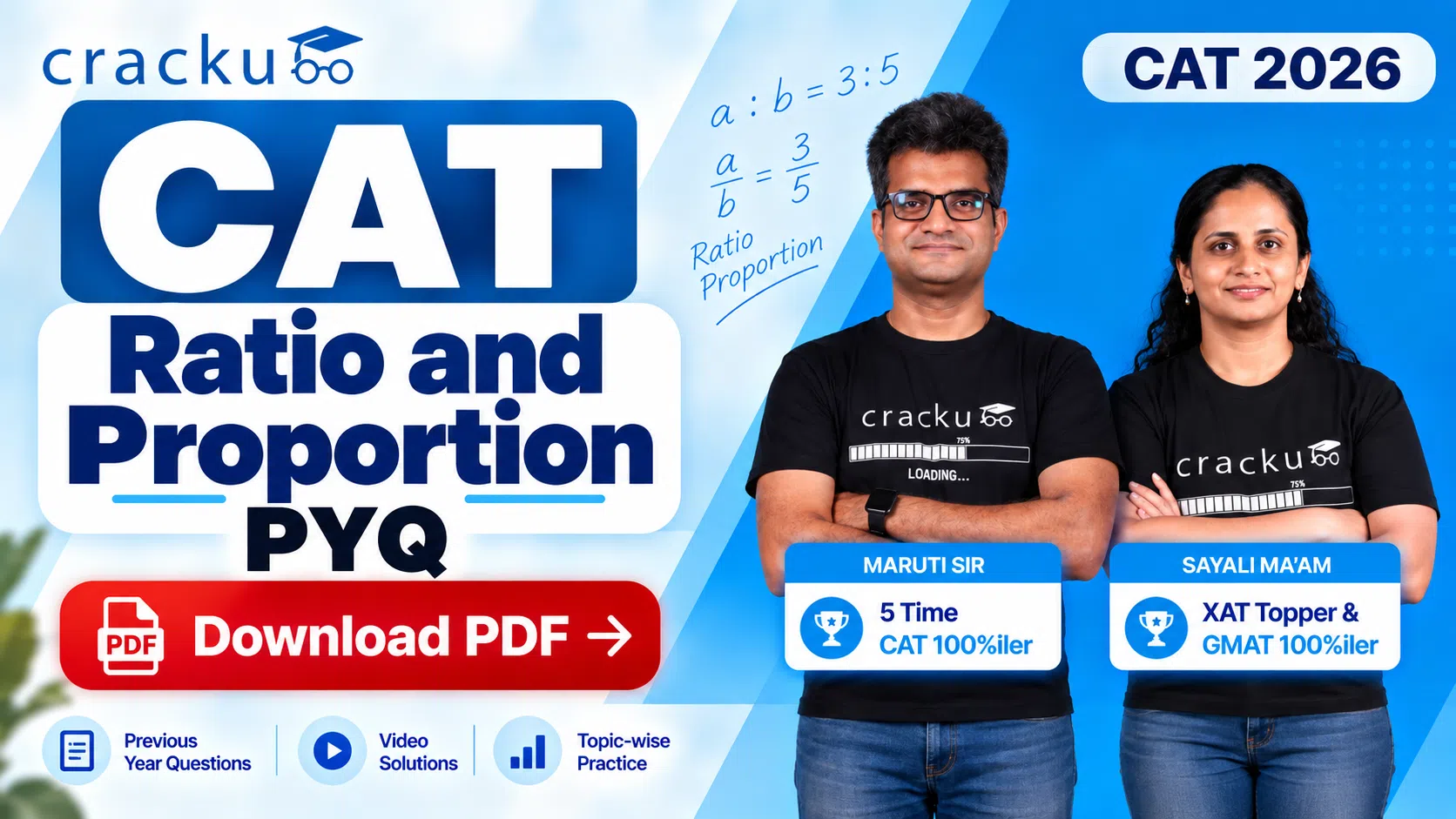 CAT Ratio and Proportion PYQs with Video Solutions PDF image