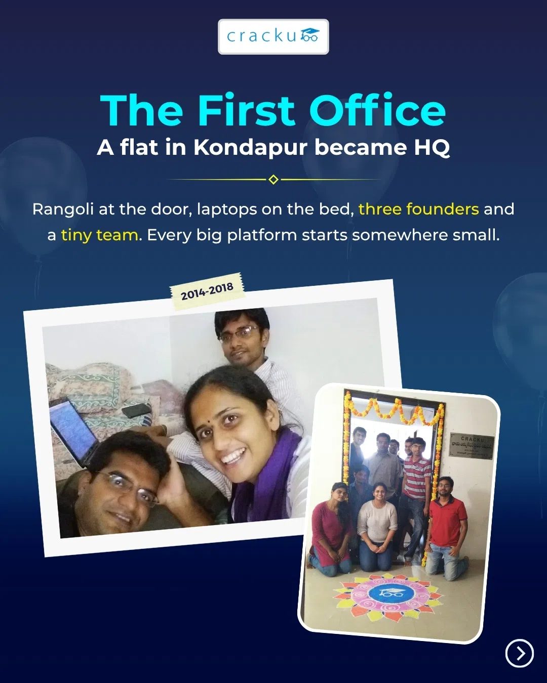 Cracku's first office in Kondapur, Hyderabad