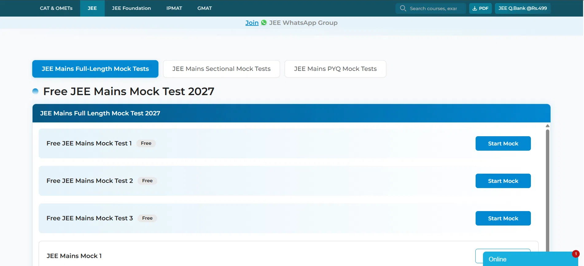 Free JEE Mains Mock Test (3)