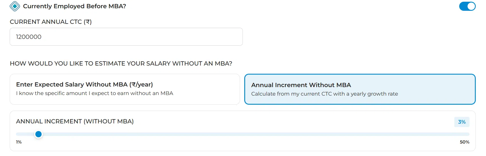MBA ROI Calculator Step 7